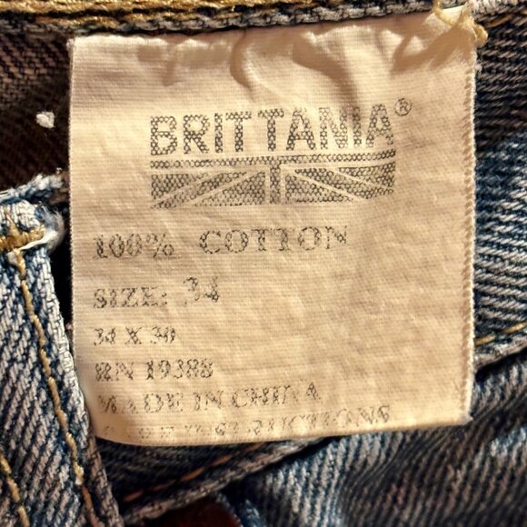 Vintage Brittania 100% Cotton High Waist Baggy Leg Jeans - Picture 5 of 10